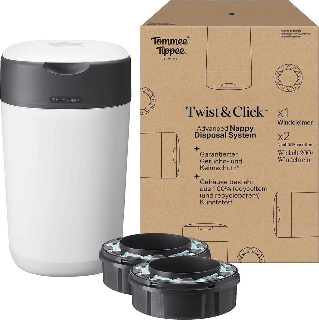 Tommee Tippee Twist and Click Advanced Windeleimer - Weiß