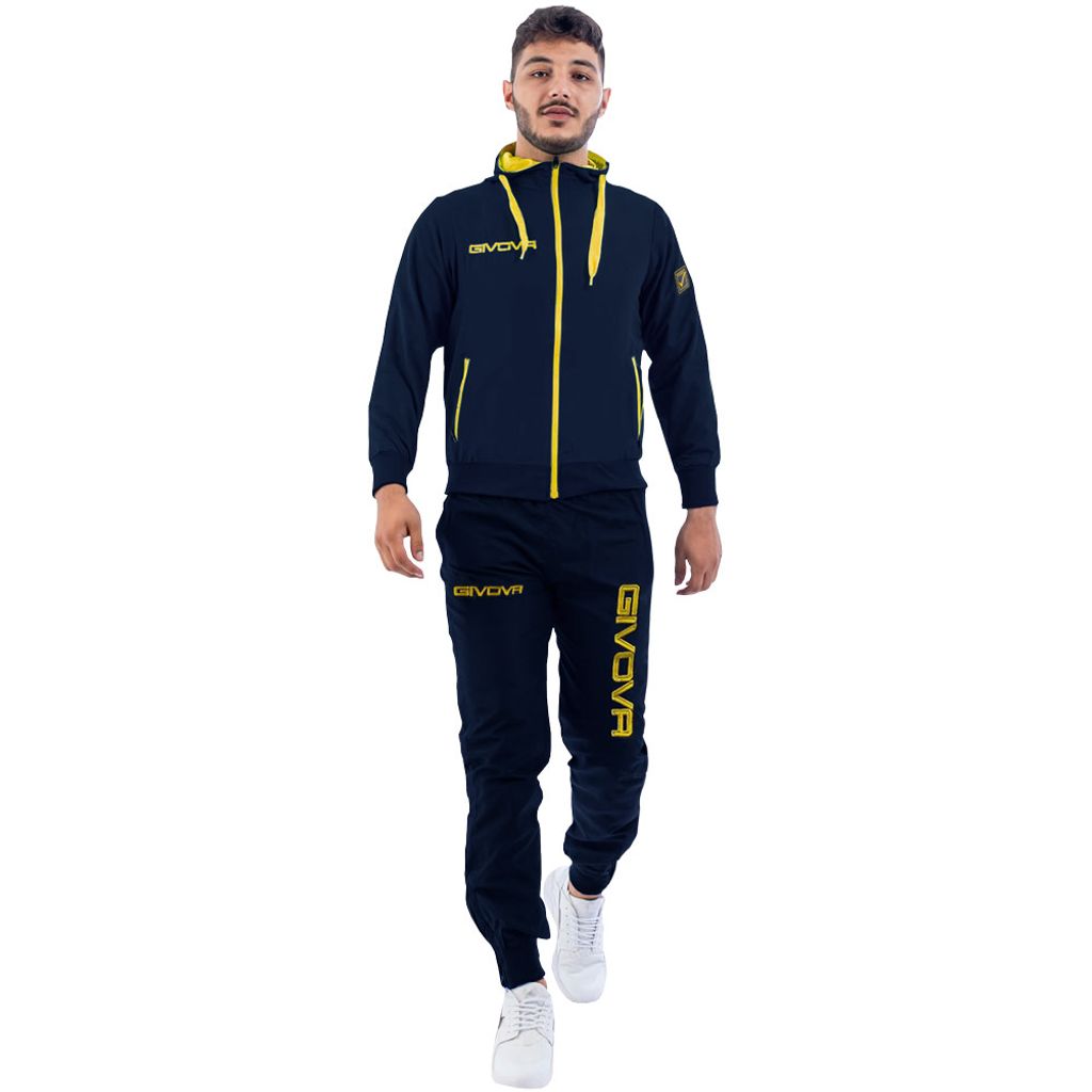 L BLAU/GELB|Givova Tuta Winner Freizeitanzug mit Kapuze TR017PRO-0407