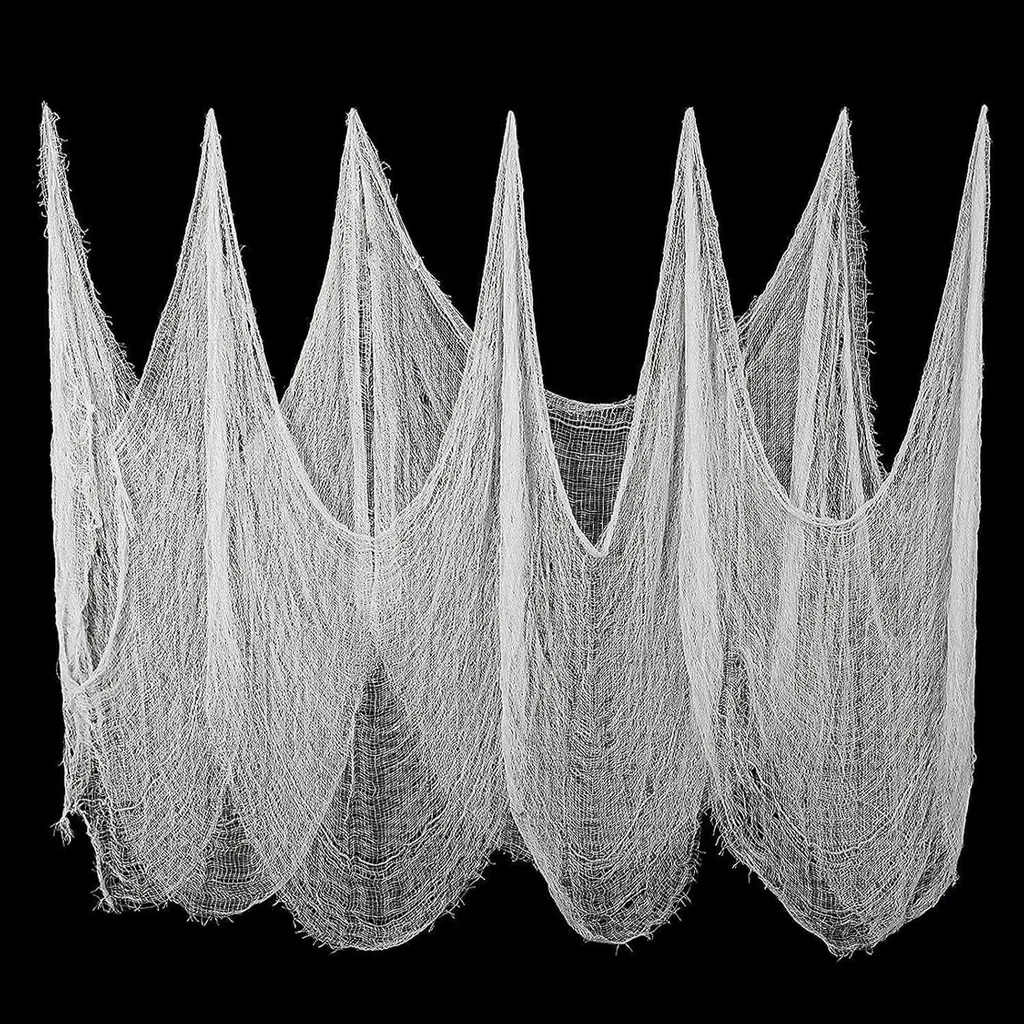 Tissu Effrayant Halloween 215x500 cm en Coton Noir pour Déco Horreur