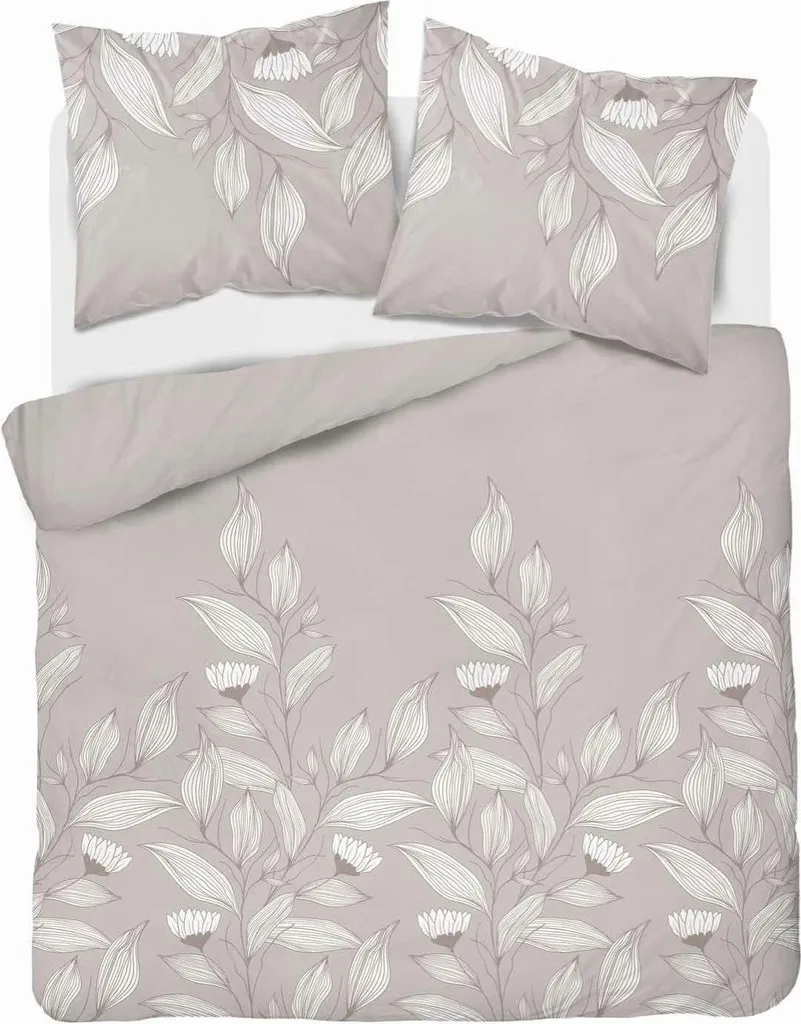 Lenzuola Flanella Caldissime 200x220cm Beige Foglie per Tutta la Famiglia