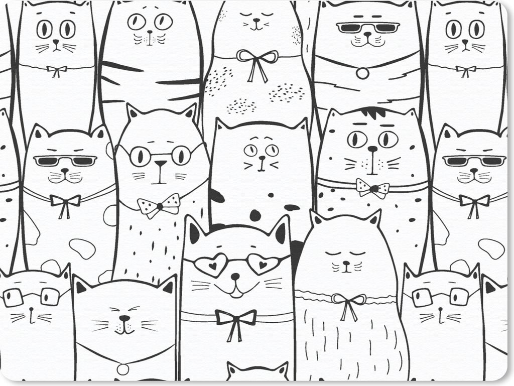 MuchoWow Mauspad Mousepad Schamhaft - Katze - Schleife - Muster 40x30 cm - Mousepads - Maus Mat - Pad - Mausunterlage - Anti Rutsch