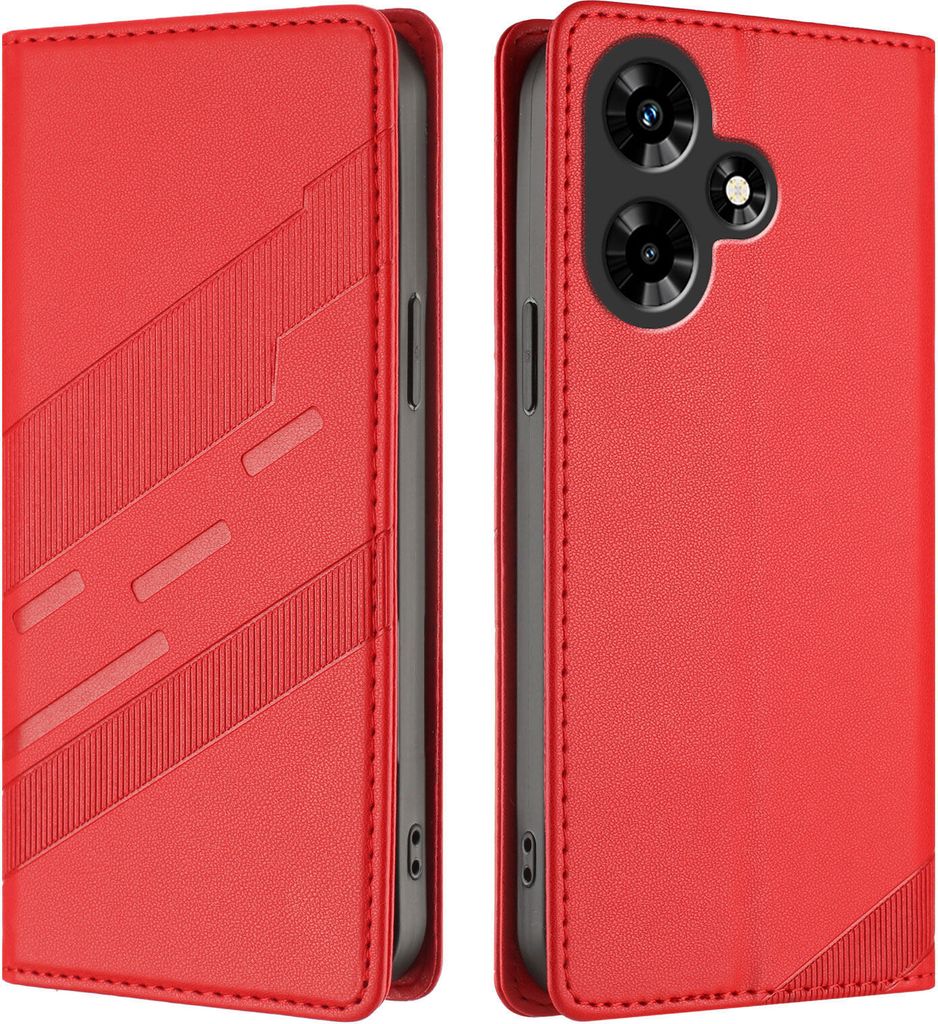 Hülle für Infinix Hot 30i, Kunstleder Brieftaschen Handyhülle mit Kartenfach und Standfunktion Rot