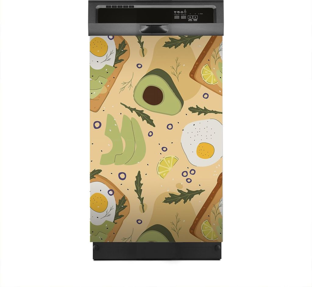 Magnete Dekorative 45x70 cm Küche Magnetmatte Spülmaschine - Brot Ei Rucola und Avocado