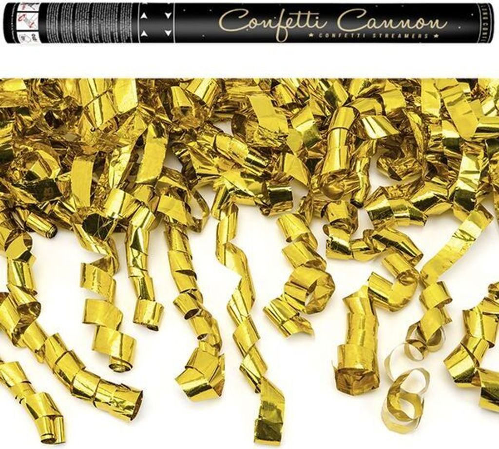 5 Konfettikanonen Luftschlangen 40 oder 60 cm gold silber metallic Party Hochzeit Geburtstag Silvester Konfetti Kanone