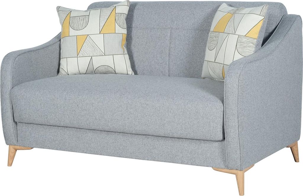 Dmora Schlafsofa 2-Sitzer Propata 142x90 cm Hellgrau, mit Stauraum