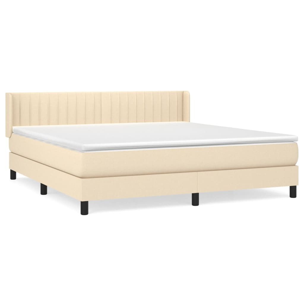 vidaXL Boxspringbett mit Matratze Creme 160x200 cm Stoff