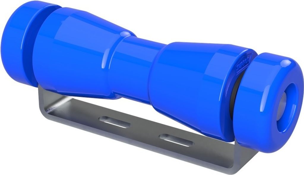 Polyurethan Kielrolle mit Halter inkl. Endkappen Bootstrailer Sliphilfe verzinkt SUPROD, 200 mm (+ EC), blau