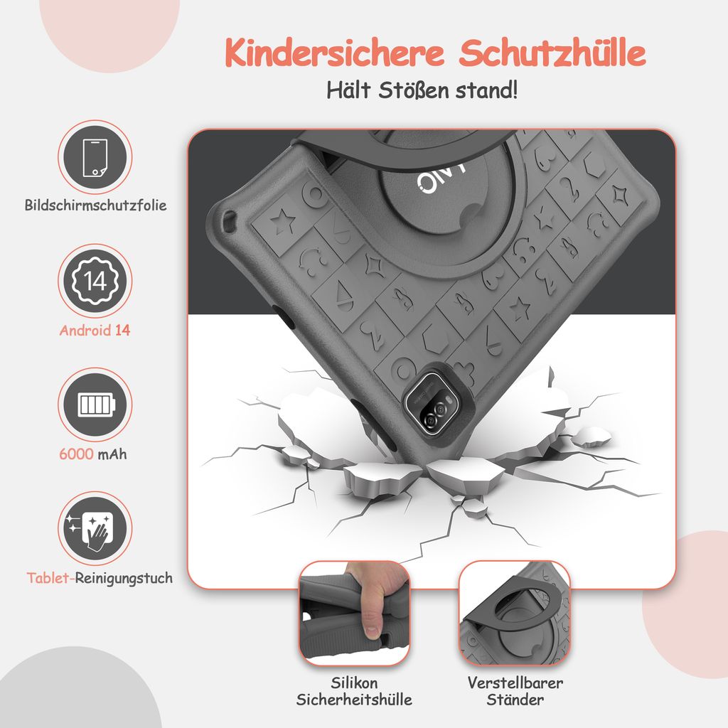 Olvy Kinder Tablet 10.1 Zoll HD, Kids Tablet Android 14, Produktbild 4