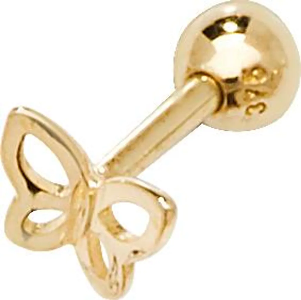 Clou d'oreille Or 375 papillon anti-allergie pour cartilage sensible