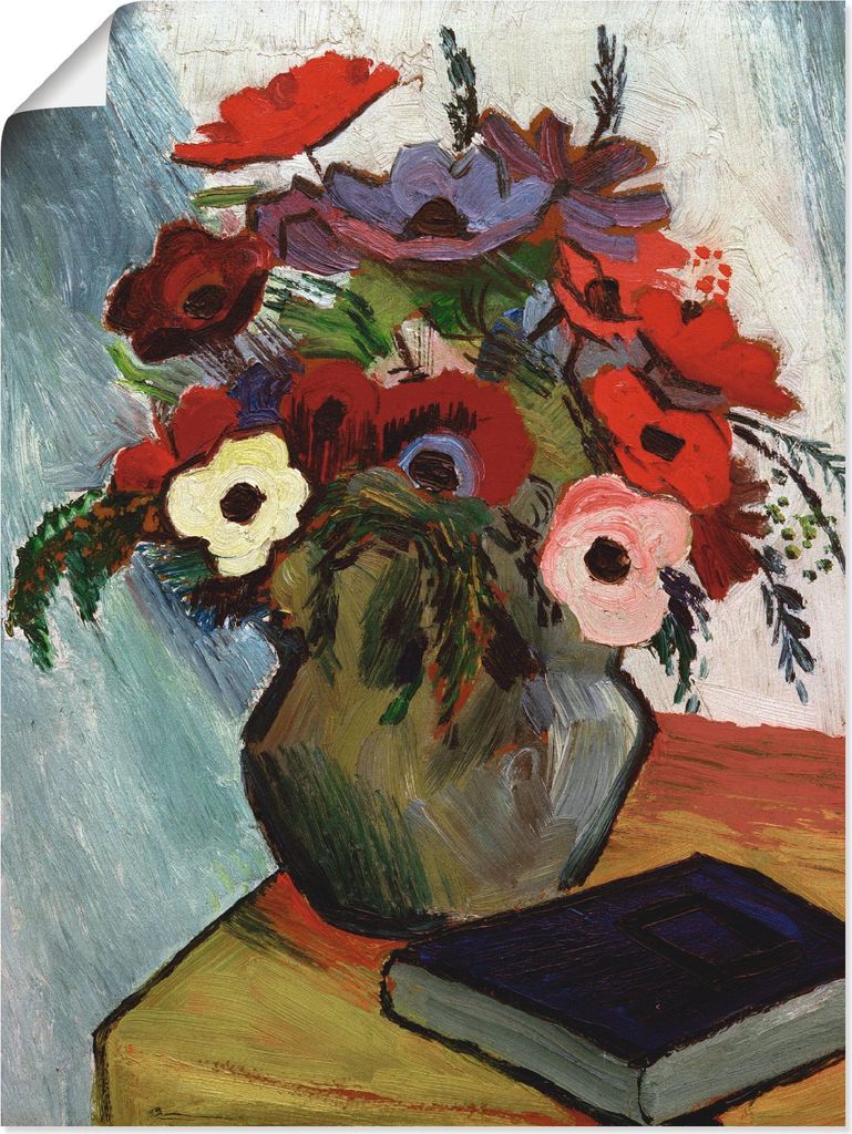ARTland Poster Stilleben mit Anemonen und blauem Buch Größe: 30x40 cm
