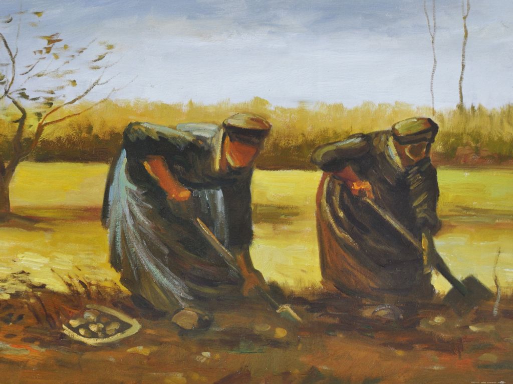 Vincent Van Gogh Kunstdruck Bild - Zwei Bäuerinnen Beim Kartoffelgraben, 1885 (60 x 80 cm)