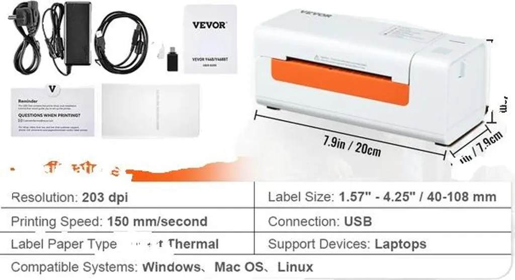 Stampante Etichette Termica 203 DPI USB per Spedizioni e Magazzino