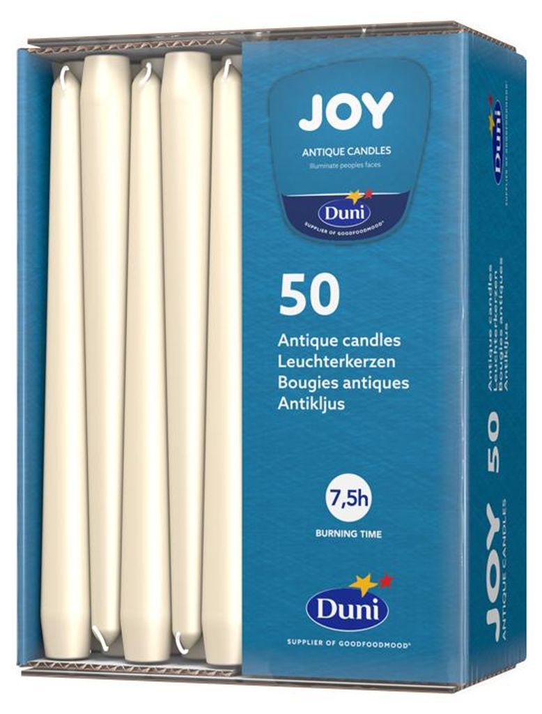 Bougies chandelier Duni blanc 25cm, 50pcs Image du produit 