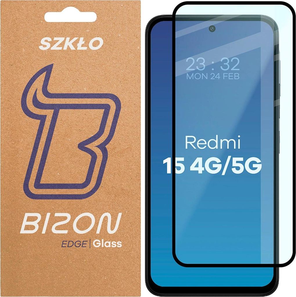 Kaitseklaas Bizon Redmi 15 4G/5G /Poco M7 4G Edge, must