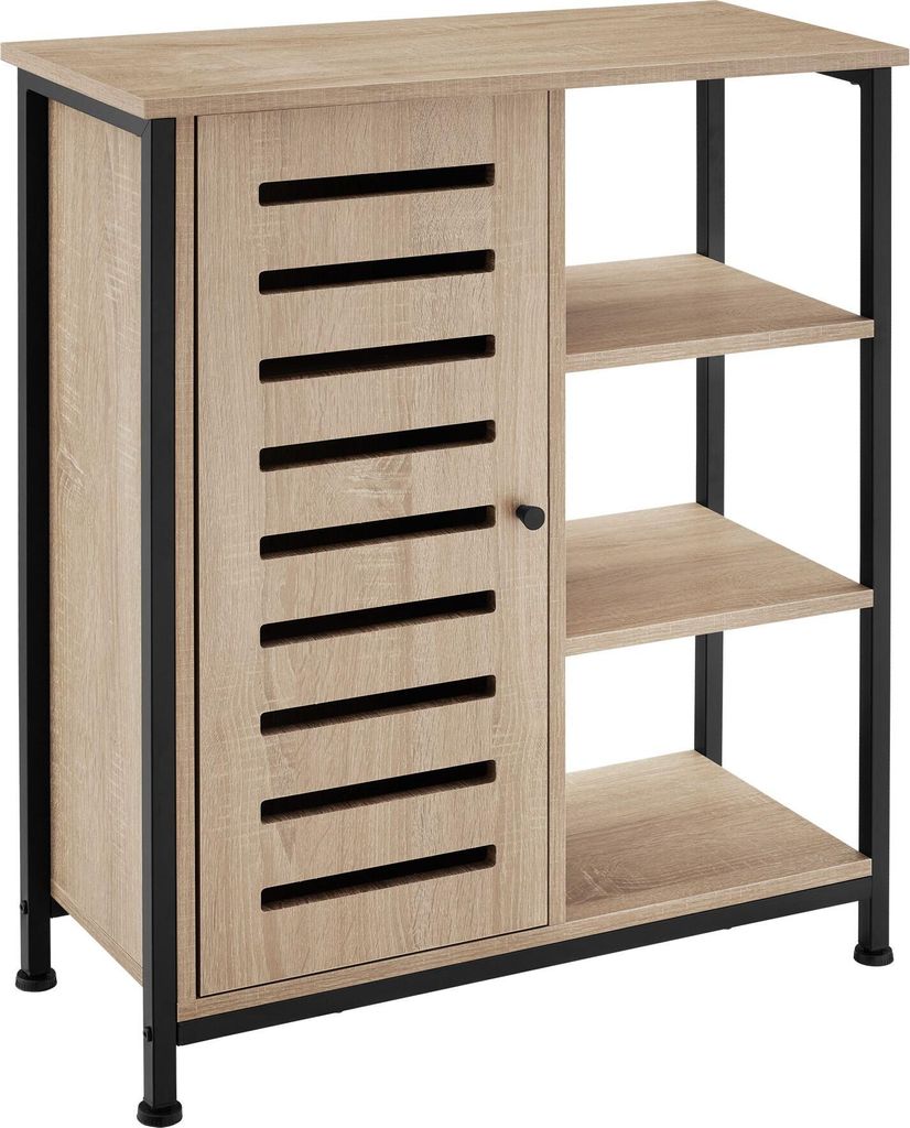 Buffet 71x32x82cm - Bois clair industriel, Chêne Sonoma, Image du produit 