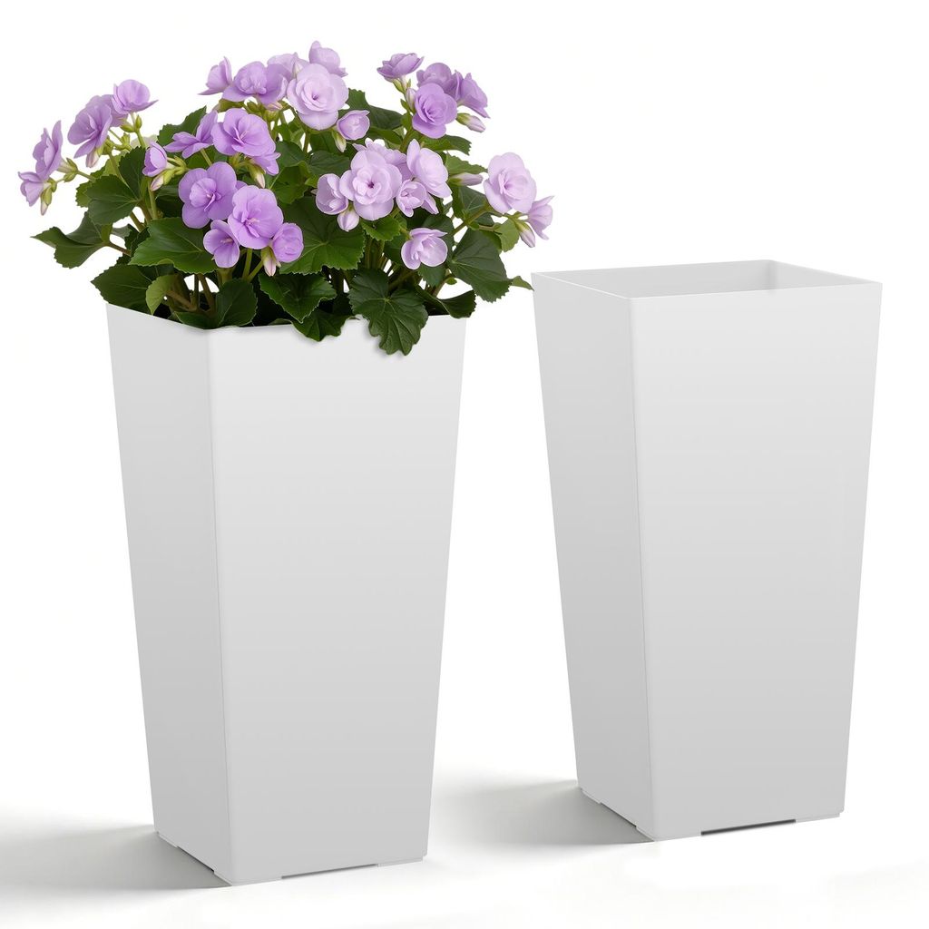 VEVOR Pflanztopf 300x300x550 mm 2er-Set, Blumentopf, Blumenkübel, PP-Pflanzgefäß, Planzkübel, Pflanzkasten mit Innentopf & Abflusslöchern, Gee...