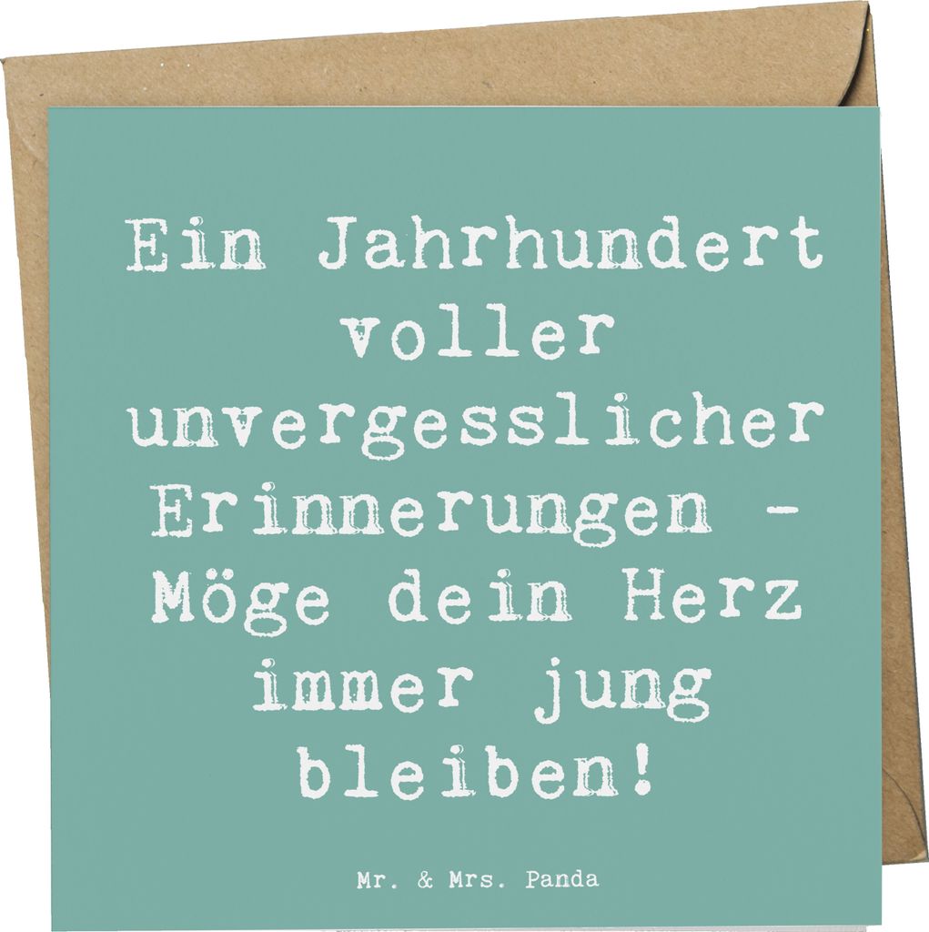Mr. & Mrs. Panda Grußkarte Spruch 100. Geburtstag Erinnerungen - Meeresbrise - Geschenk, Glückwunschkarte, Jubiläum, anlasskarte, doppelkarte, L...