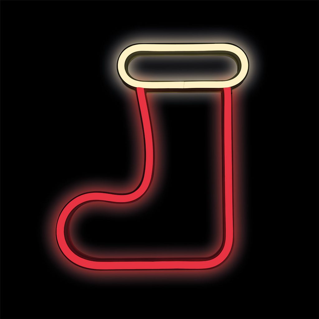 Forever Light Neon LED WEIHNACHTSSTRUMPF Fenster Deko Weiß und Rot Neon Neonlicht, USB und Batteriebetrieben Weihnachtsdekoration Weihnachtsbeleuc...