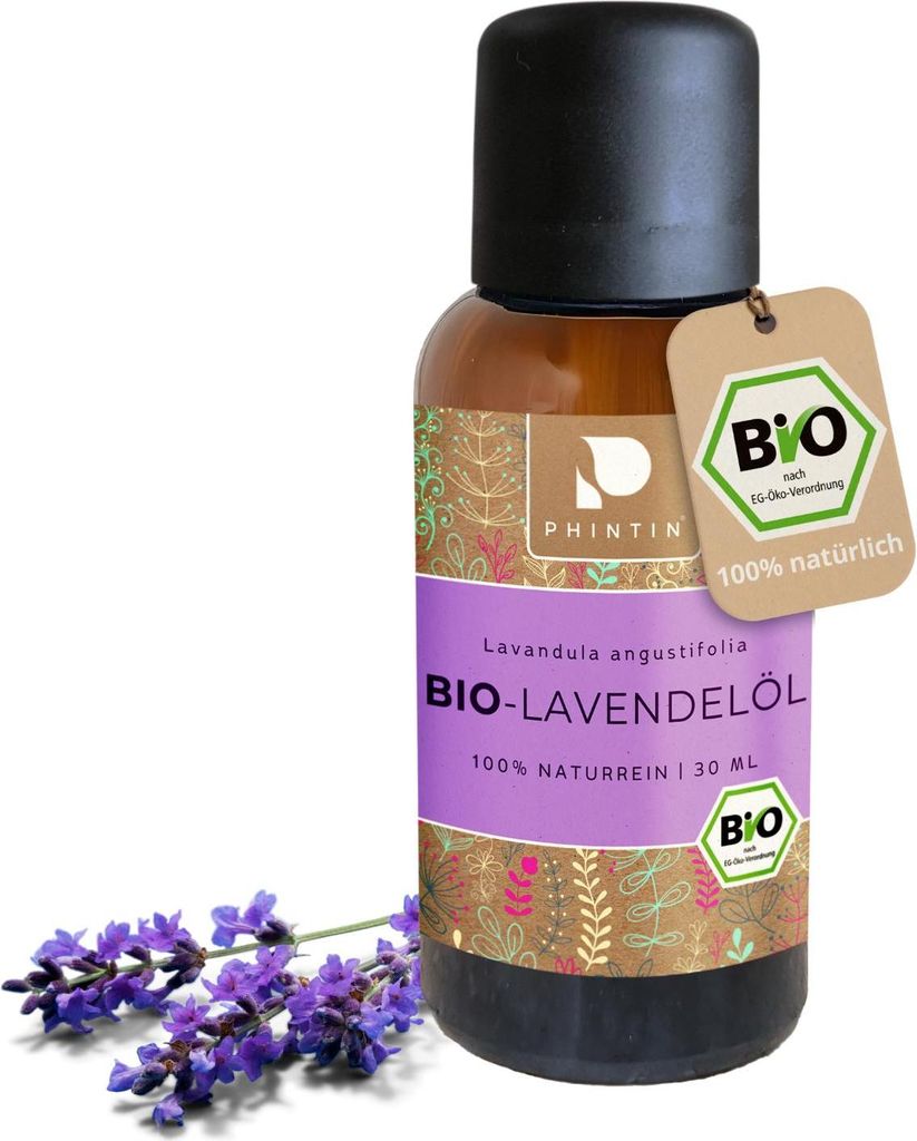 PHINTIN Bio Lavendelöl 30ml 100% naturrein | Ätherisches Öl für Aromatherapie & Entspannung