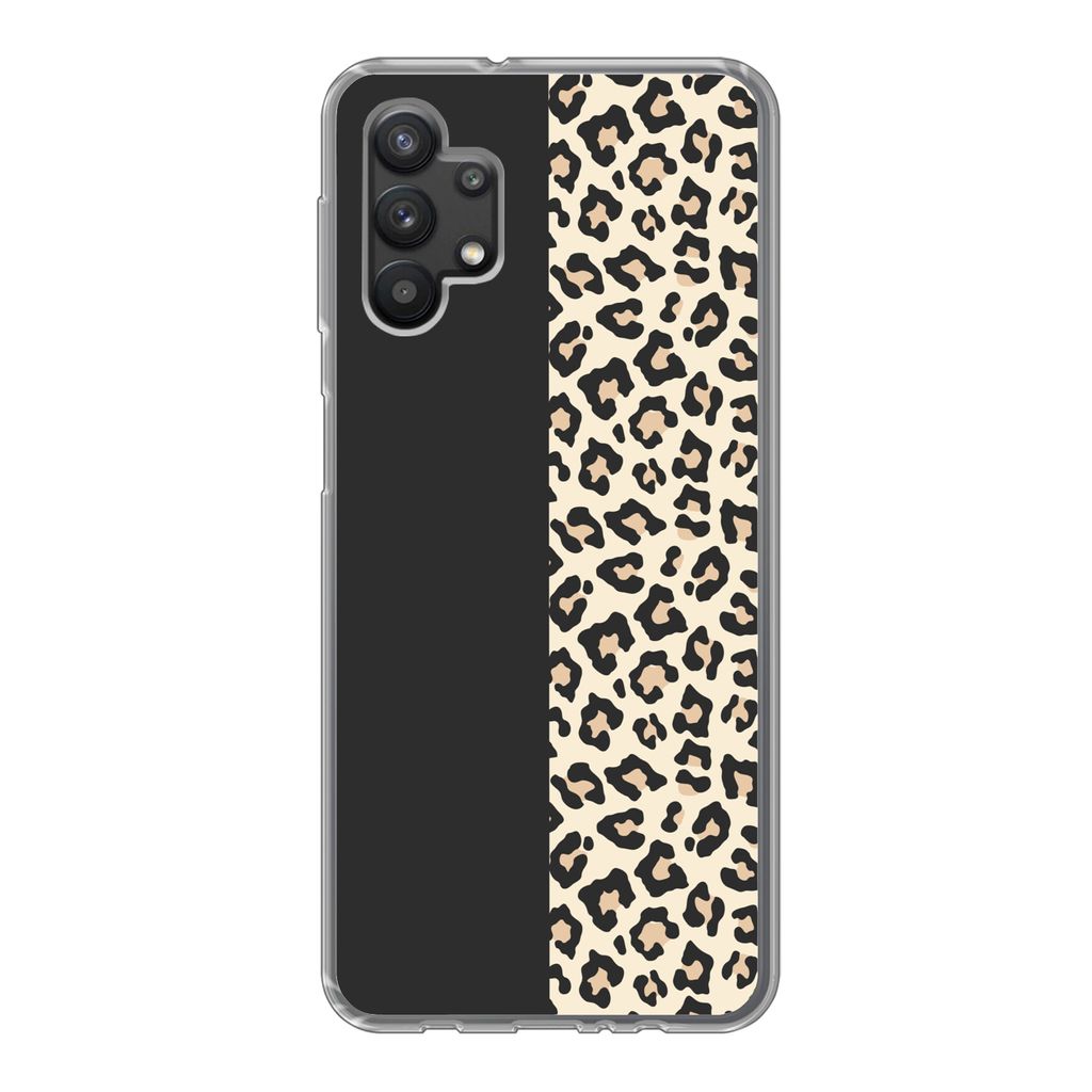 MuchoWow Handyhülle Schutzhülle Hülle für Samsung Galaxy A32 5G Tiere - Muster - Panther Silikon Softcase Handy Hülle - Softcase