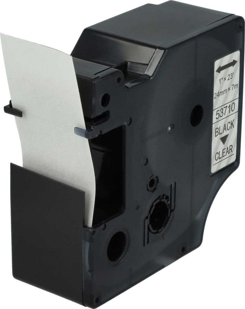 vhbw Schriftband-Kassette kompatibel mit Dymo LabelWriter Duo 400, Duo, Duo 450 Etiketten-Drucker 7m x 24mm Schwarz auf Transparent