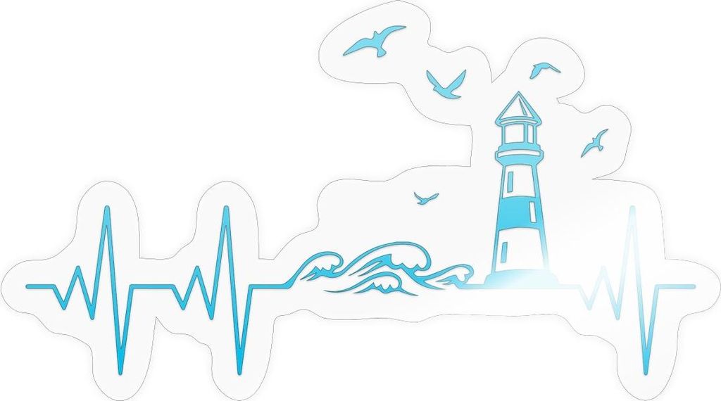 Spreadshirt Küste Meer Leuchtturm Herschlag EKG Moin Sticker Aufkleber, 10 x 10 cm, Transparent glänzend