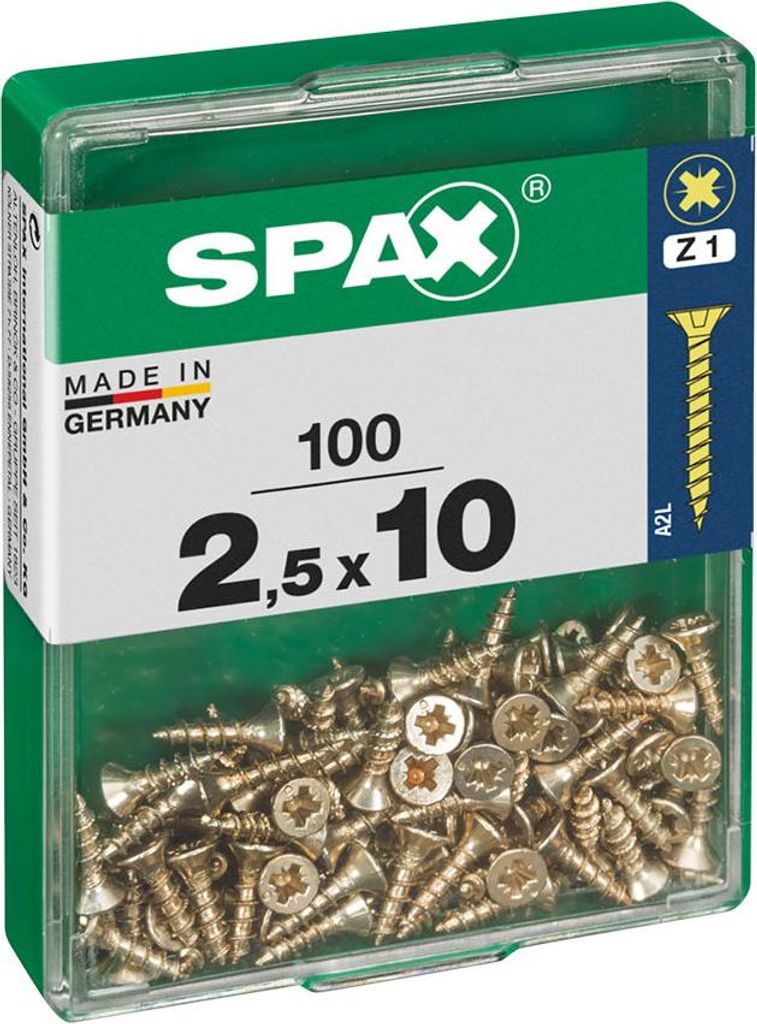 Boîte 100 Unités. Vis A Bois Spax Cab. Plat Yellox 2.5x10mm Image du produit 