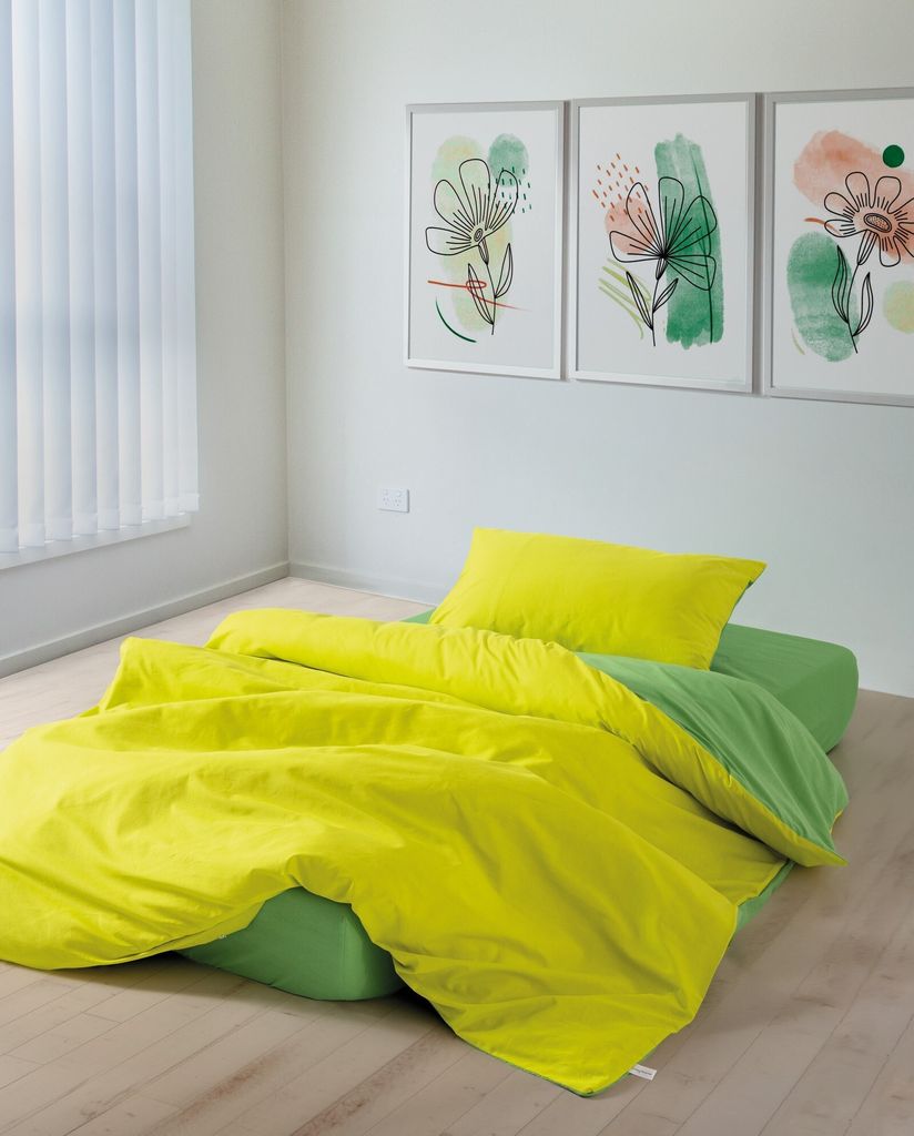 L'Essentiel Linge de Maison, Sage - Yellow, Green, Gelb, Ranforce Einzelbettbezug-Set (FR), 100 % BAUMWOLLE RANFORCE, 140 x 200 cm