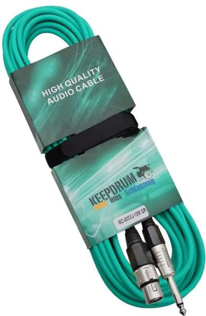 Keepdrum MC003XJ Cavo Microfono 10m Verde XLR-Jack 6.3mm Professionale