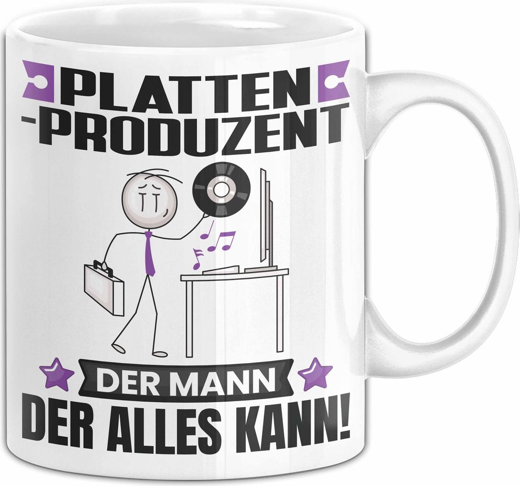 Plattenproduzent Tasse Geschenk für Plattenproduzent Der Mann Der Alles Kann Geschenkidee zum Geburtstag (Weiß)