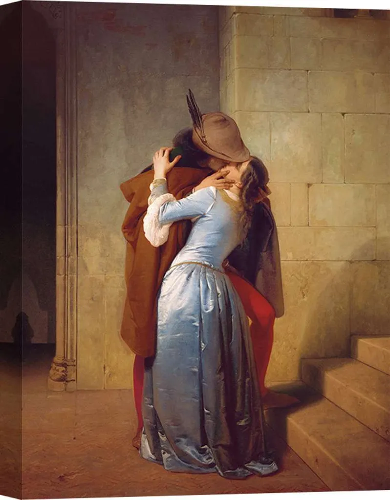 Décoration murale salon Le Baiser Hayez - Toile format XXL 120x90 cm