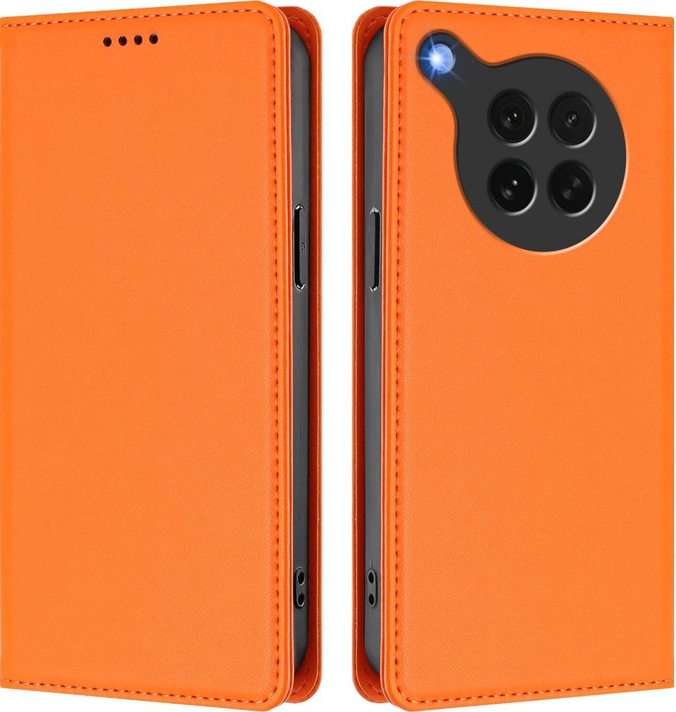 Handyhülle für Oppo Find X8s, Kunstleder Klapphülle Stoßfeste Magnetische Hülle mit Ständer Orange