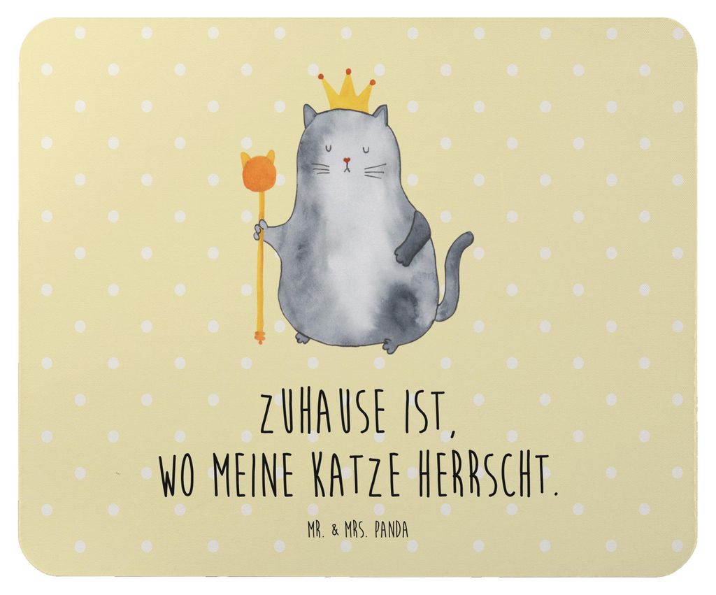 Mr. & Mrs. Panda Mousepad Katze König - Gelb Pastell - Geschenk, mausteppich, Haha, Wohnung, mousematte, Cat, Mauspad, Mouse Pad, Katzen, Cats, la...