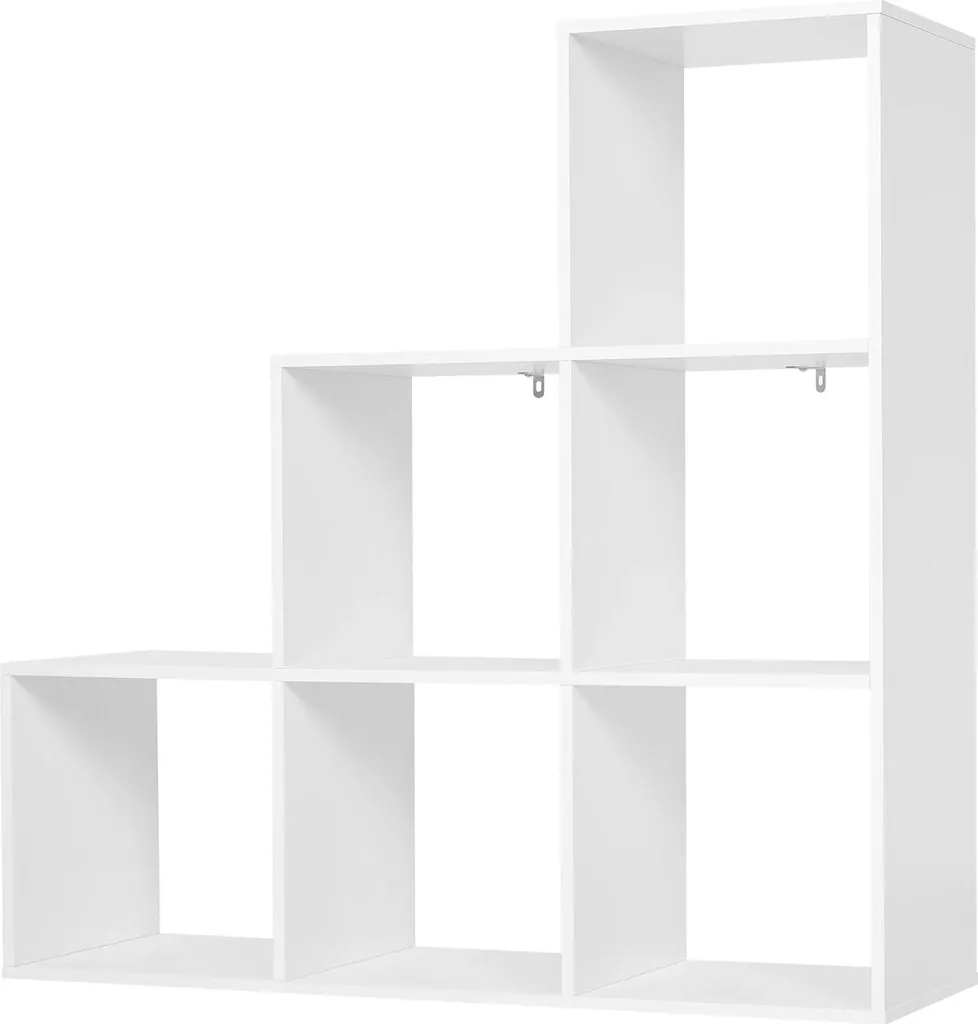 Étagère à livres blanche avec 6 compartiments en MDF de 90x29x90 cm