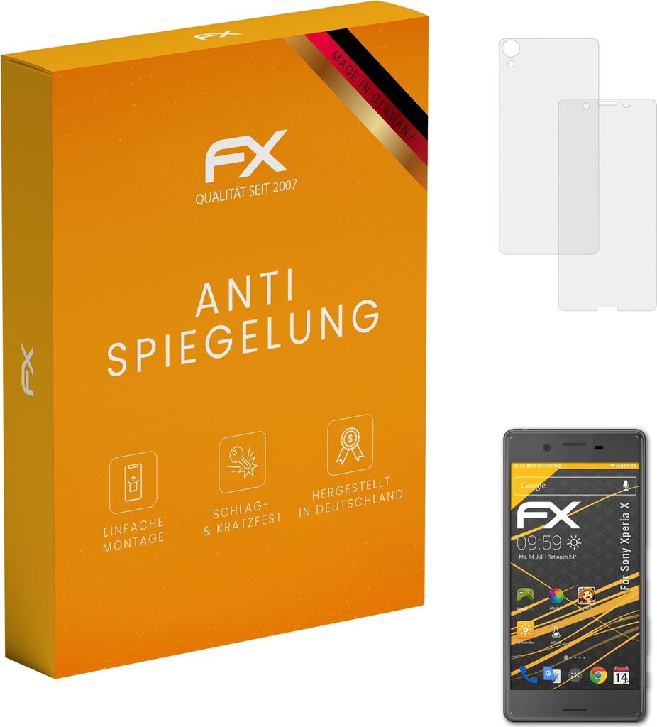 atFoliX FX-Antireflex 3x Schutzfolie kompatibel mit Sony Xperia X Displayfolie