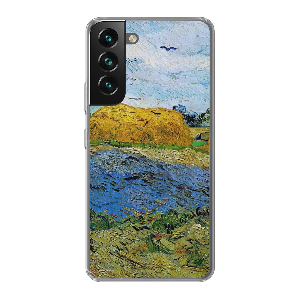 MuchoWow Handyhülle Schutzhülle Hülle für Samsung Galaxy S22 Plus Heuballen unter einem regnerischen Himmel - Vincent van Gogh Silikon Softca...