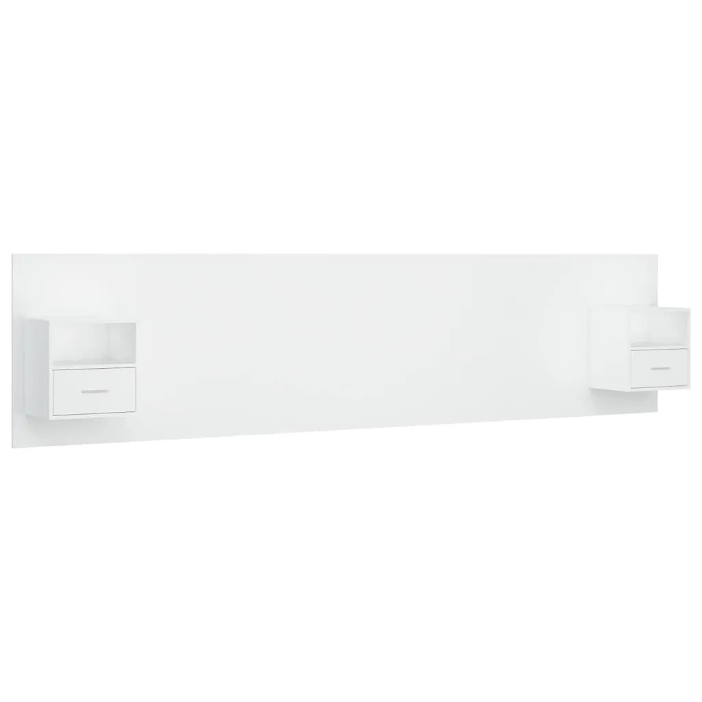 Tête de lit et chevets Blanc Bois composite : Gagnez de la place au sol
