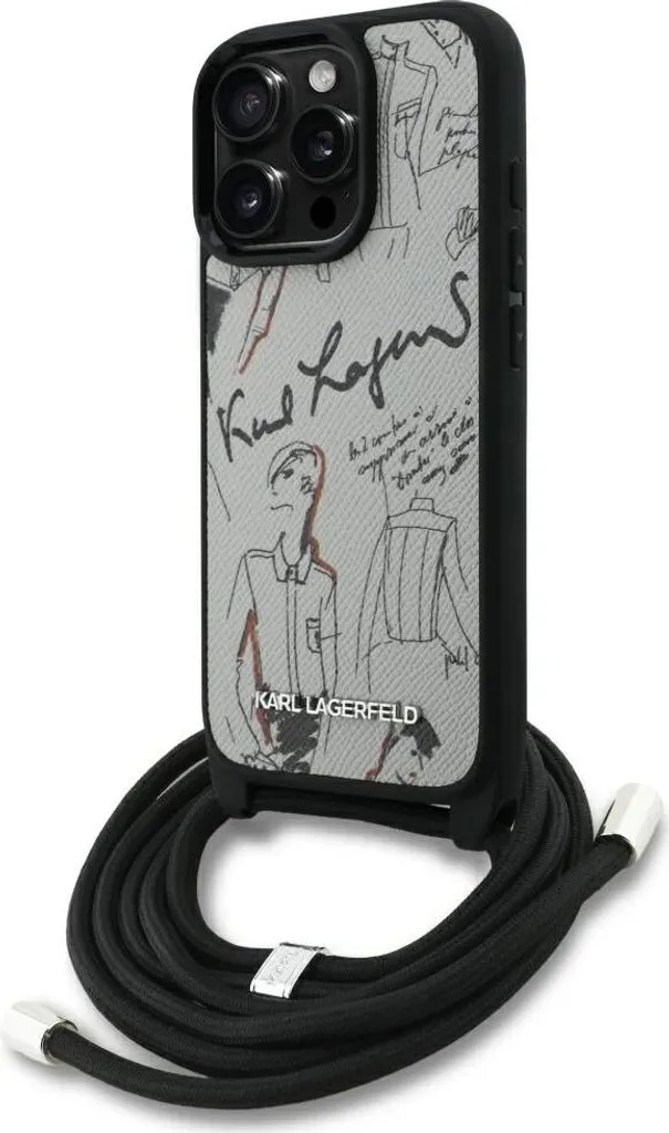 Karl Lagerfeld Crossbody Grained iPhone 16 Pro Max - Grigio Elegance