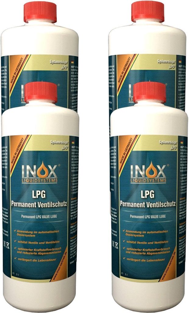 INOX LPG Autogas Ventilschutz 4x1L Reiniger für Autos mit Gasanlage Valve Saver