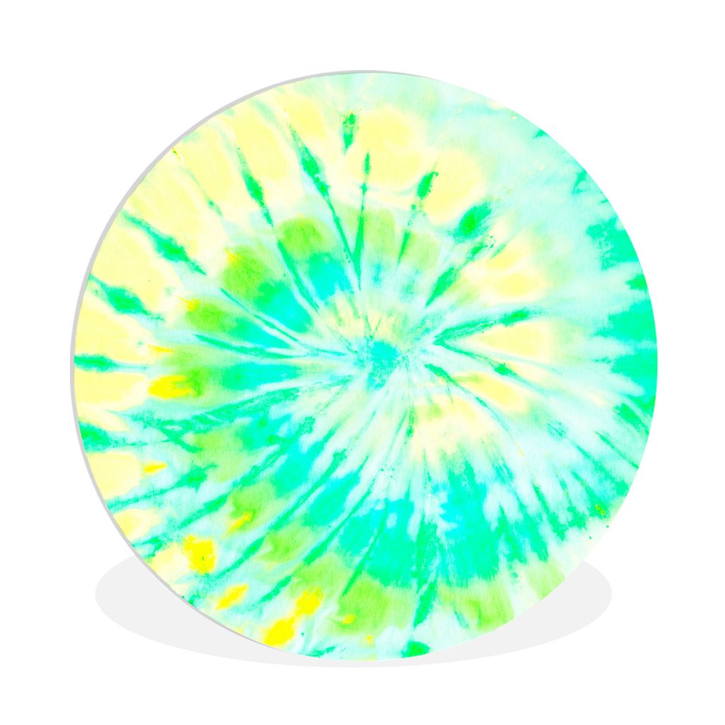 MuchoWow Rundes Wandbild - Runde Bilder Sommer - Krawattenfärbung - Gelb Ø 90 cm Kreis Wanddekoration Kunststoff - Wandkreis - Wandschmuck - Wa...