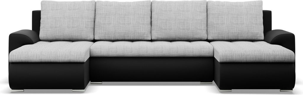 U-Sofa mit Schlaffunktion Foresta, 2 Chaiselongues, Grau + Schwarz
