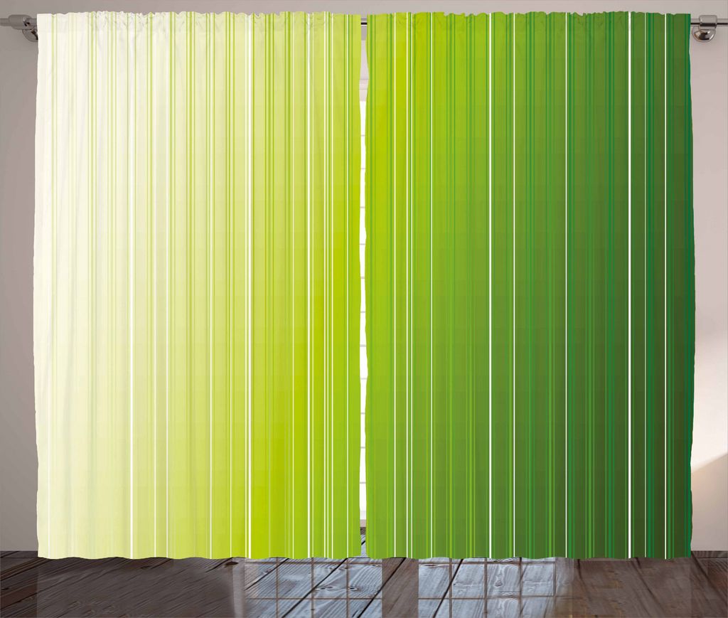 ABAKUHAUS Salbei Rustikaler Vorhang, Ombre Farbstreifen Digital, Wohnzimmer Universalband Gardinen mit Schlaufen und Haken, 280 x 225 cm, Hellgrün...