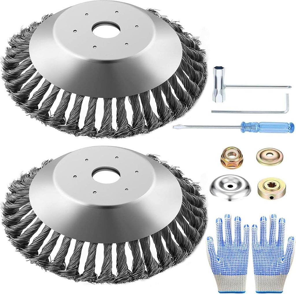Effiziente Unkrautbürste für Freischneider - optimale Entfernung unerwünschter Pflanzen (15,5 cm + 25,5 cm)