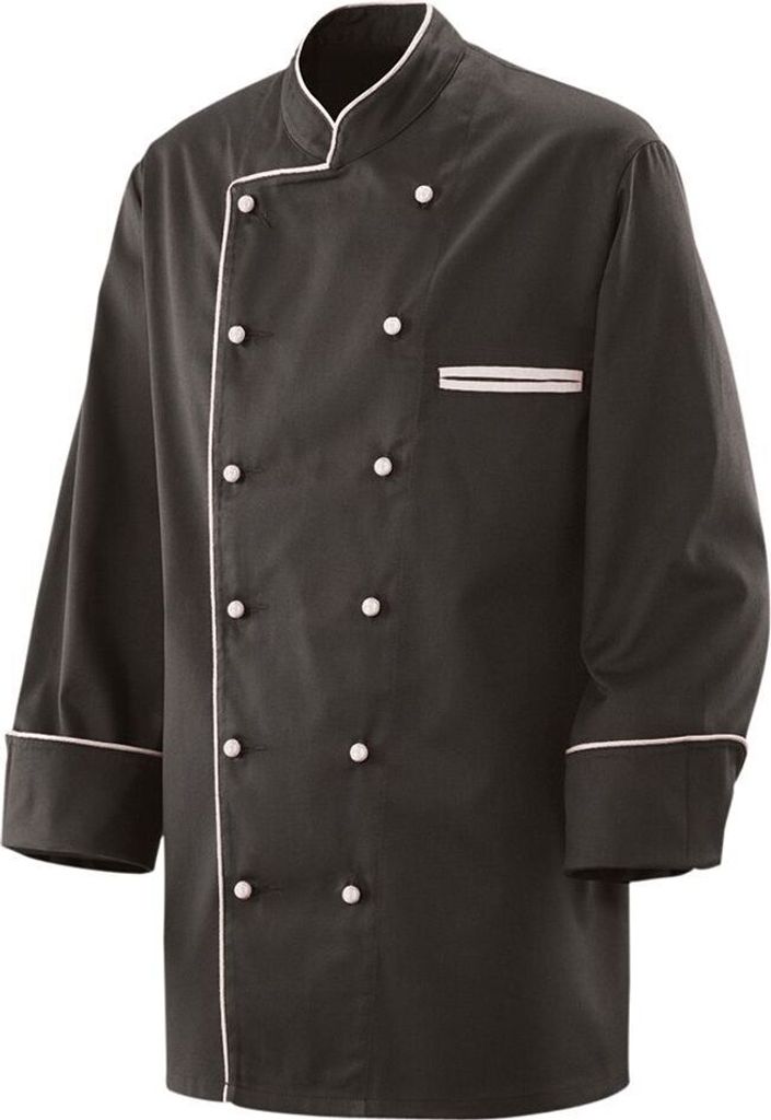 Kochjacke langarm, Fb. schwarz, Paspel weiß, Gr. 5XL : weiß : 65% Polyester 35%Baumwolle 220 g/m² : 5XL