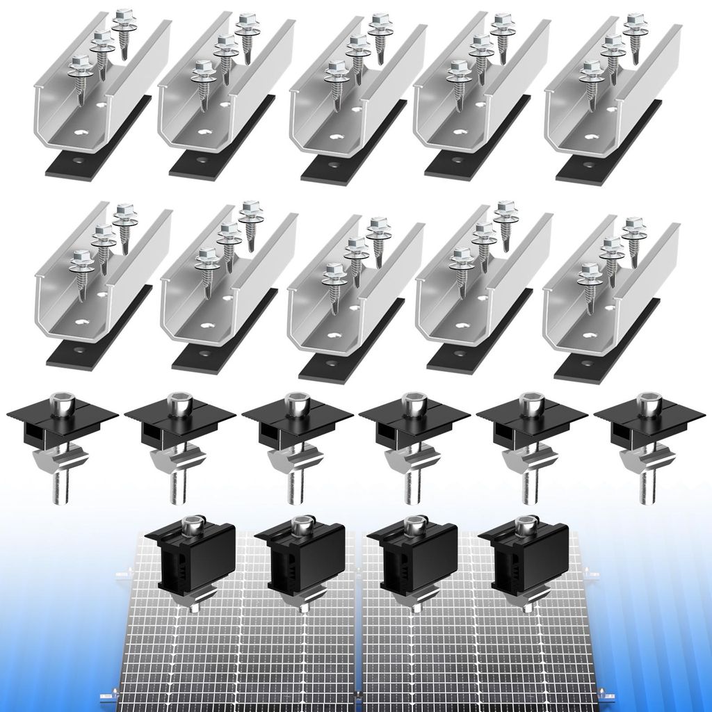 Solarpanel PV Halterung Trapezblech Flachdach Montage + Produktbild 