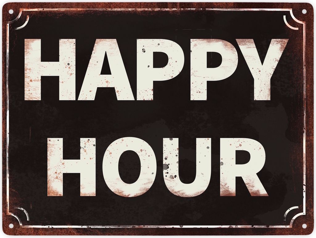 Happy Hour Metallschild XXL in 28x38 cm in Rostoptik