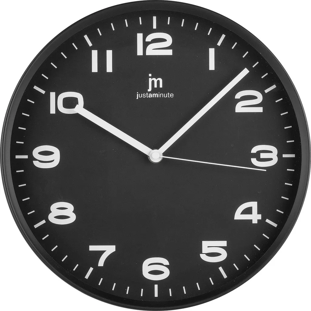 Horloge Murale Noire 29 cm en Plastique Résistant Lowell Justaminute 00875N