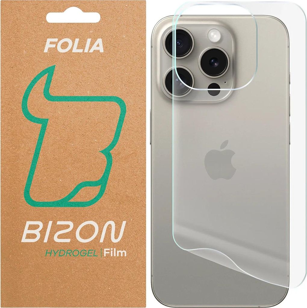 Hydrogel Folie für die Rückseite für iPhone 15 Pro, Bizon Glass Hydrogel Back, 1 Stück