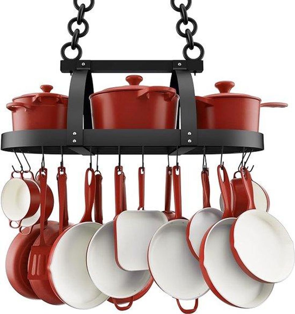 Famanu Topfregal mit 20 Haken - Schwarz Produktbild 