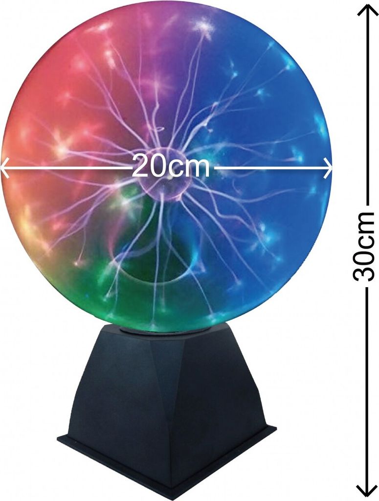 Plasmakugel 30cm hoch, 3 farbige Blitze! 3 Color Magische Produktbild 